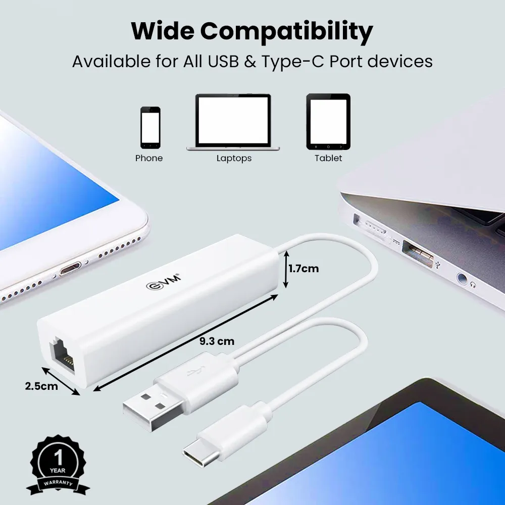 EVM Type-C + USB to USB Hub 3 Ports 2.0 With LAN (H2) (A1652) view 5